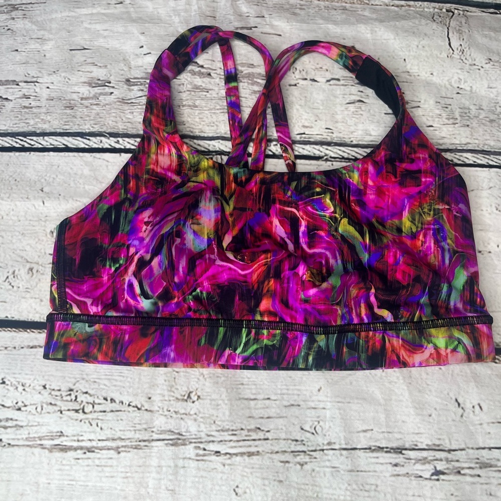 Lululemon Athletica Hyper Flow Pink Multi Energy Bra Size 8